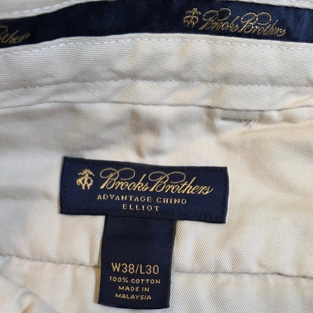 Brooks‎ Brothers Advantage Chino Mens 38x30 Khaki Elliot Pleated Cuffed Pants